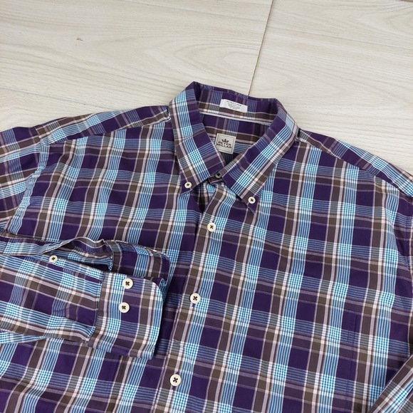 Peter Millar Other - Peter Millar Button Down Shirt Mens XL Purple Blue Plaid Cotton Long Sleeve